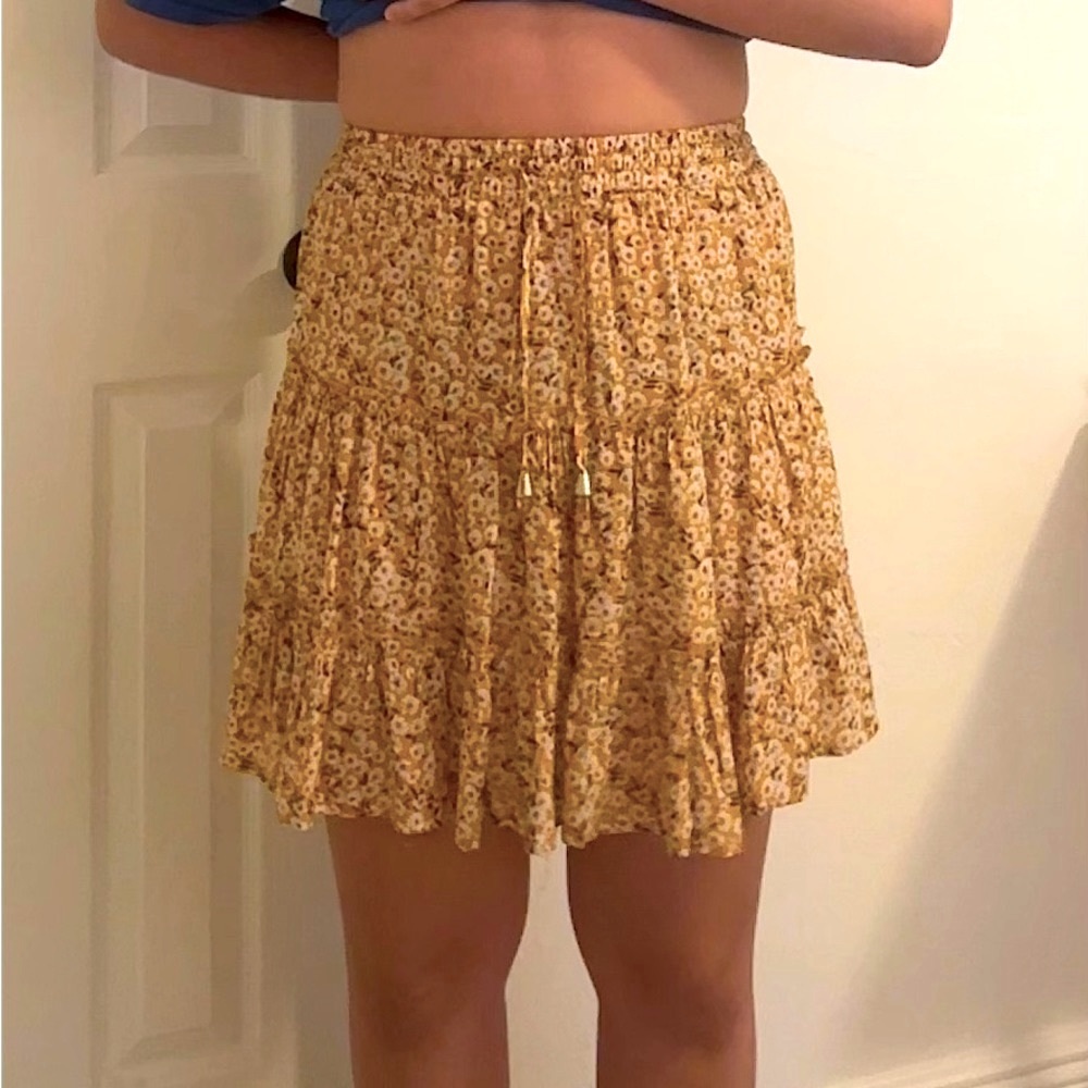 yellow floral skirt